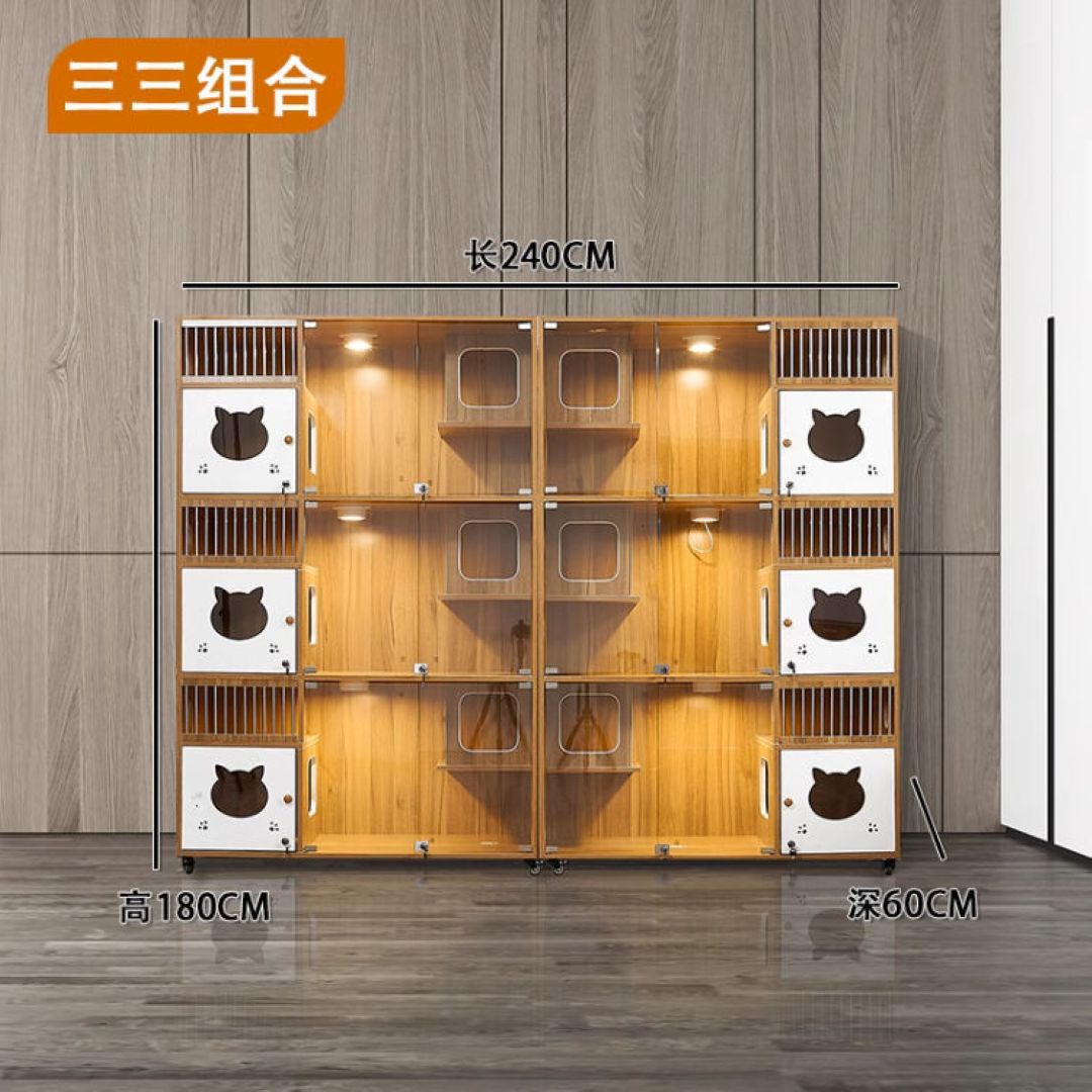 Solid Wood Cat Cabinet Custom Cat Nest Display Cabinet Cat Villa 240×180×60cm