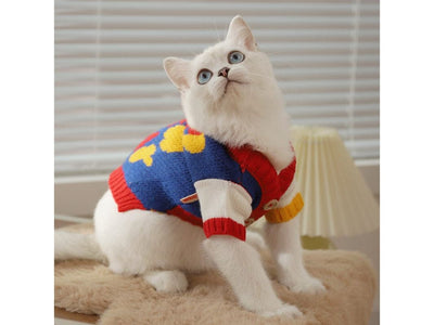Happy New Year Sweater Blue M - Festive Fun for Your Feline Friend
