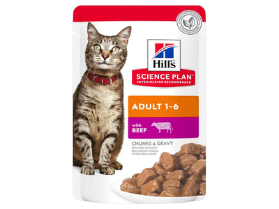 Hill's Science Plan Adult Wet Cat Food Beef Pouches