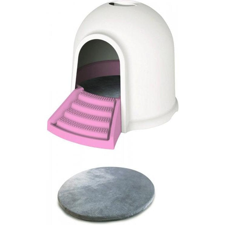 in Cat Litter Box Enclosure IGLOO White Pink petsqtr