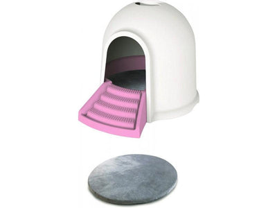 IGLOO CAT LITTER BOX - 2 IN 1 WHITE &amp; PINK