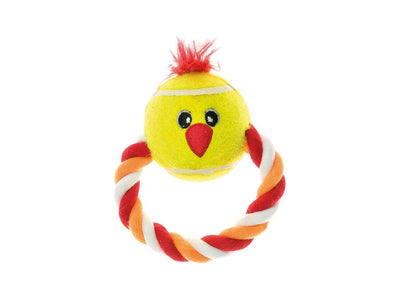 IMAC Chick Tennis Ball &amp; Ring Rope Dog Toy – 13 x 10 x 7 cm