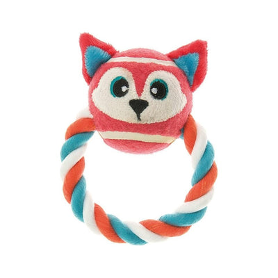 IMAC Fox Tennis Ball &amp; Ring Rope Dog Toy – 13 x 10 x 7 cm
