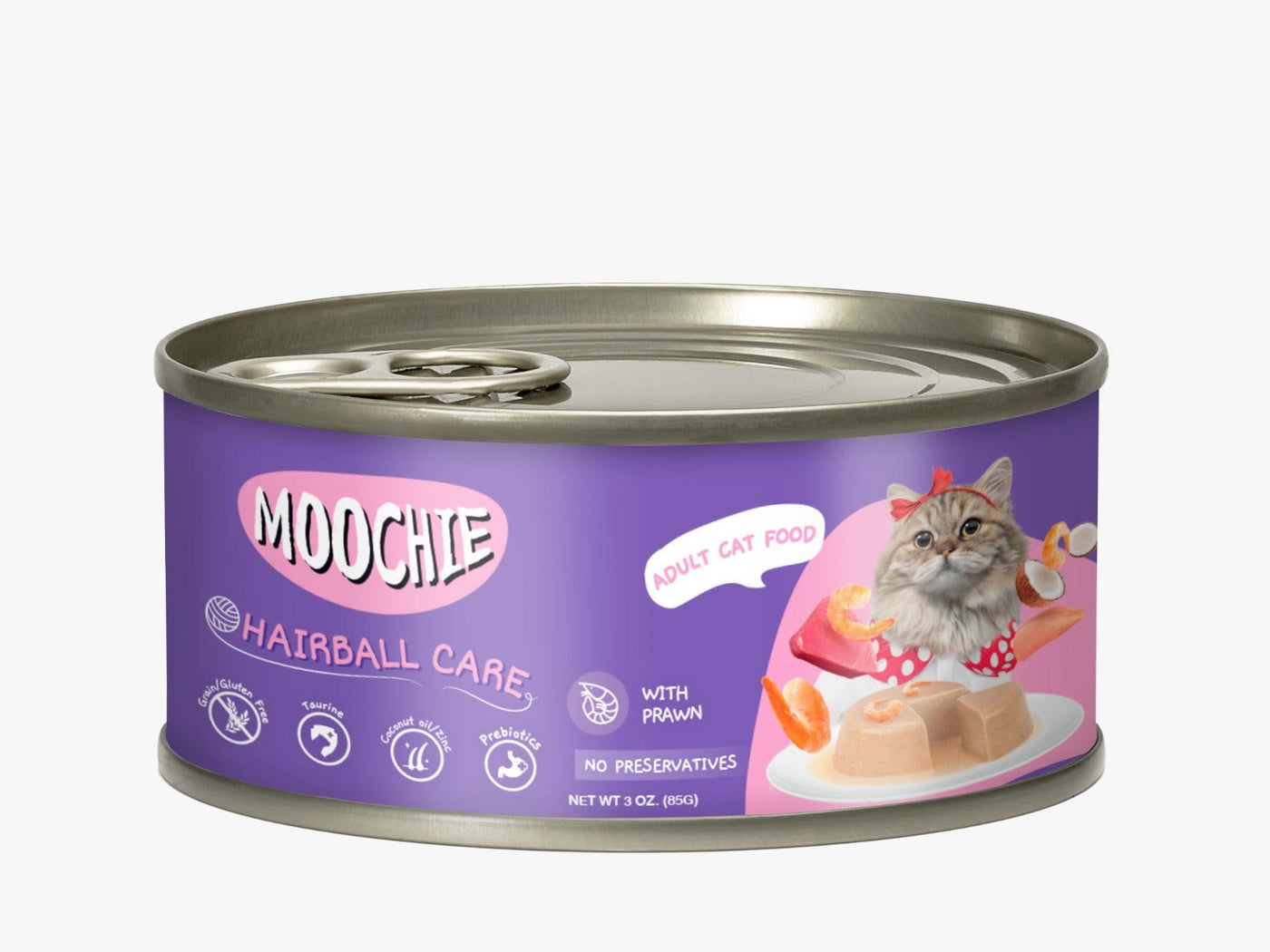 Moochie With Prawn Pate (Hairball Care) 24X85G. Can
