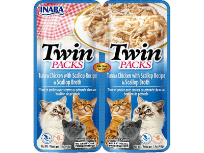 INABA Twin Packs Tuna & Chicken with Scallop Recipe in Scallop Broth 40g 24 pcs Twin Pack