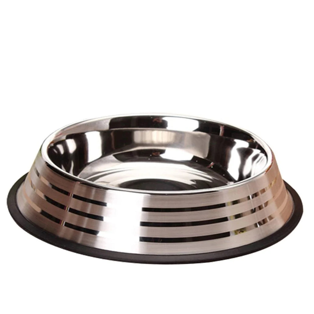 Silver Stripe Steel Bowll Anti-Slip 21Cm 700ml