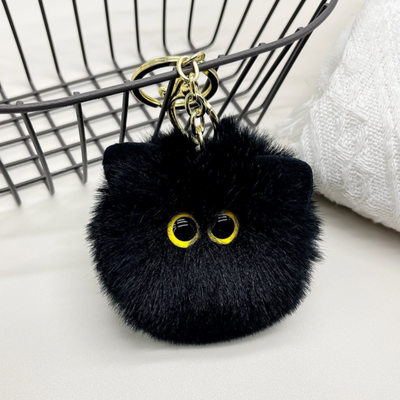 Keychain With Plush Cute Animal (Black)
