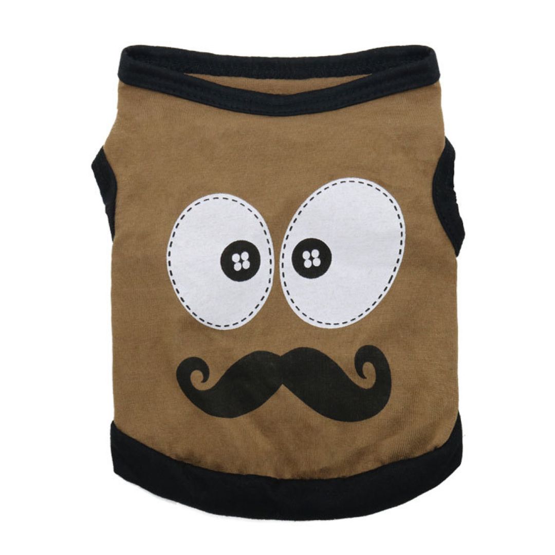 Solid Color Vest With Cute Mustache Print For Pets