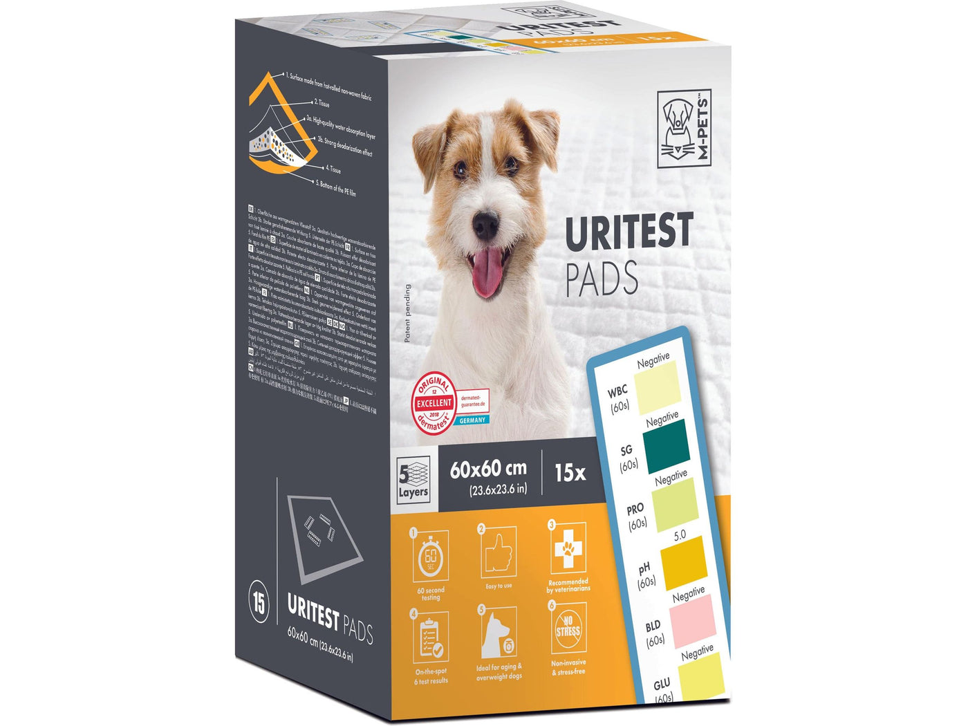 URITEST TRAINING PADS 15 PADS WITH URITEST STRIPS WHITE
