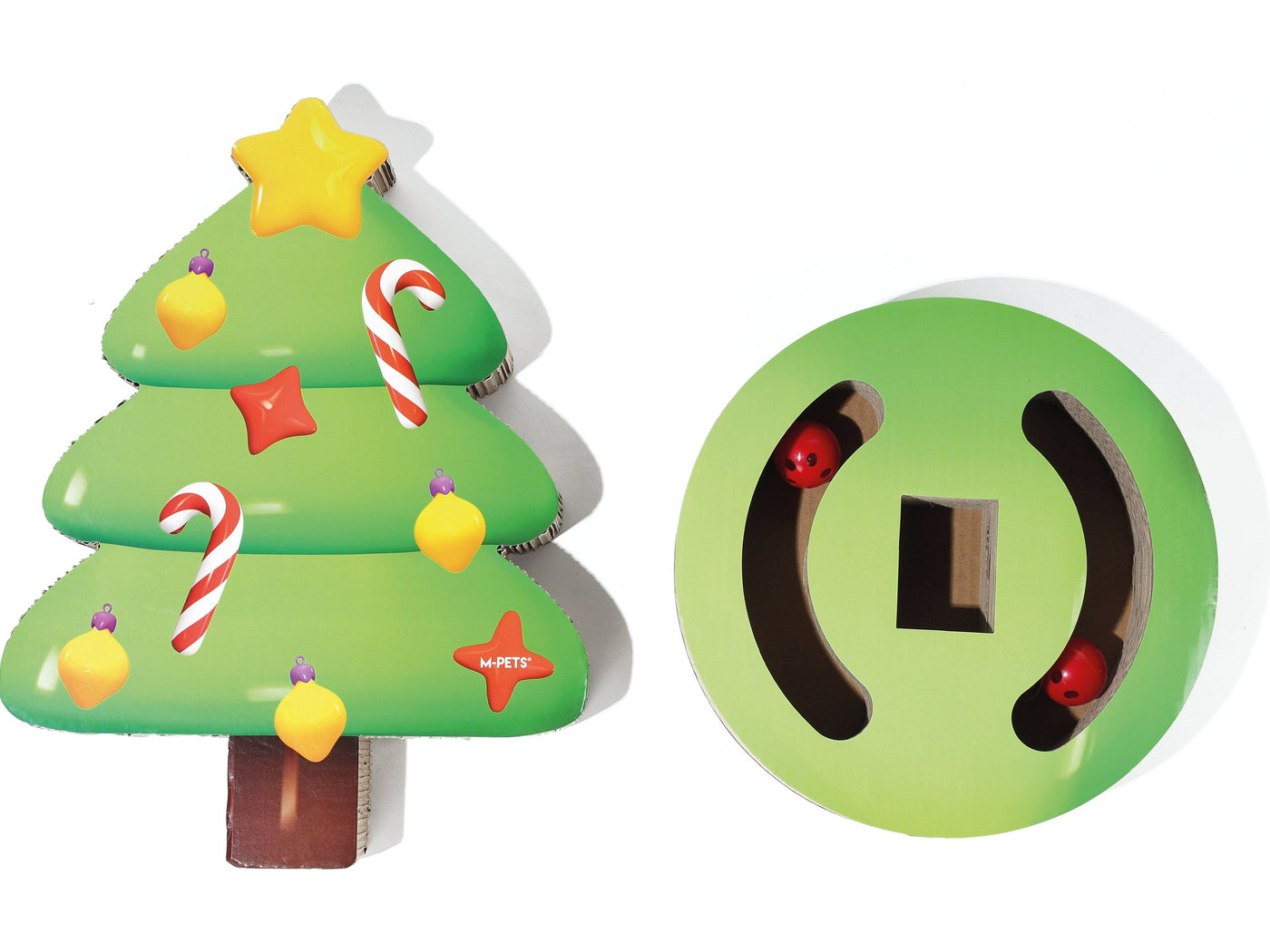 لعبة عيد الميلاد - شجرة الخدش للقطط باللون الأخضر 