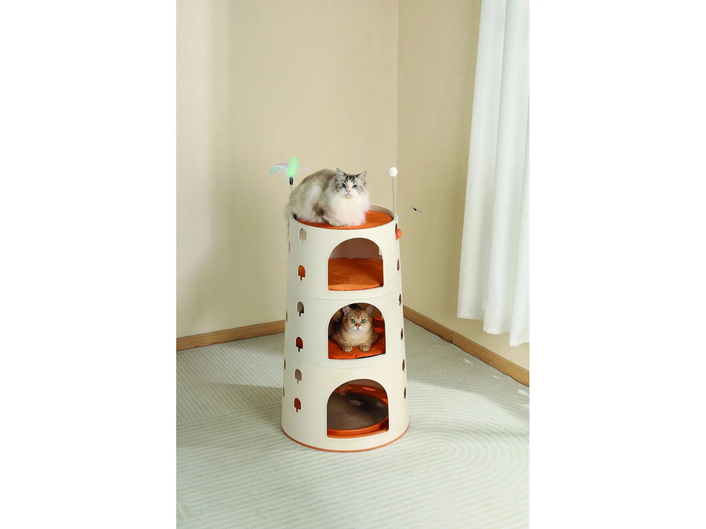 Cat Scratching Tower playful kitties, soft cushions for extra coziness
