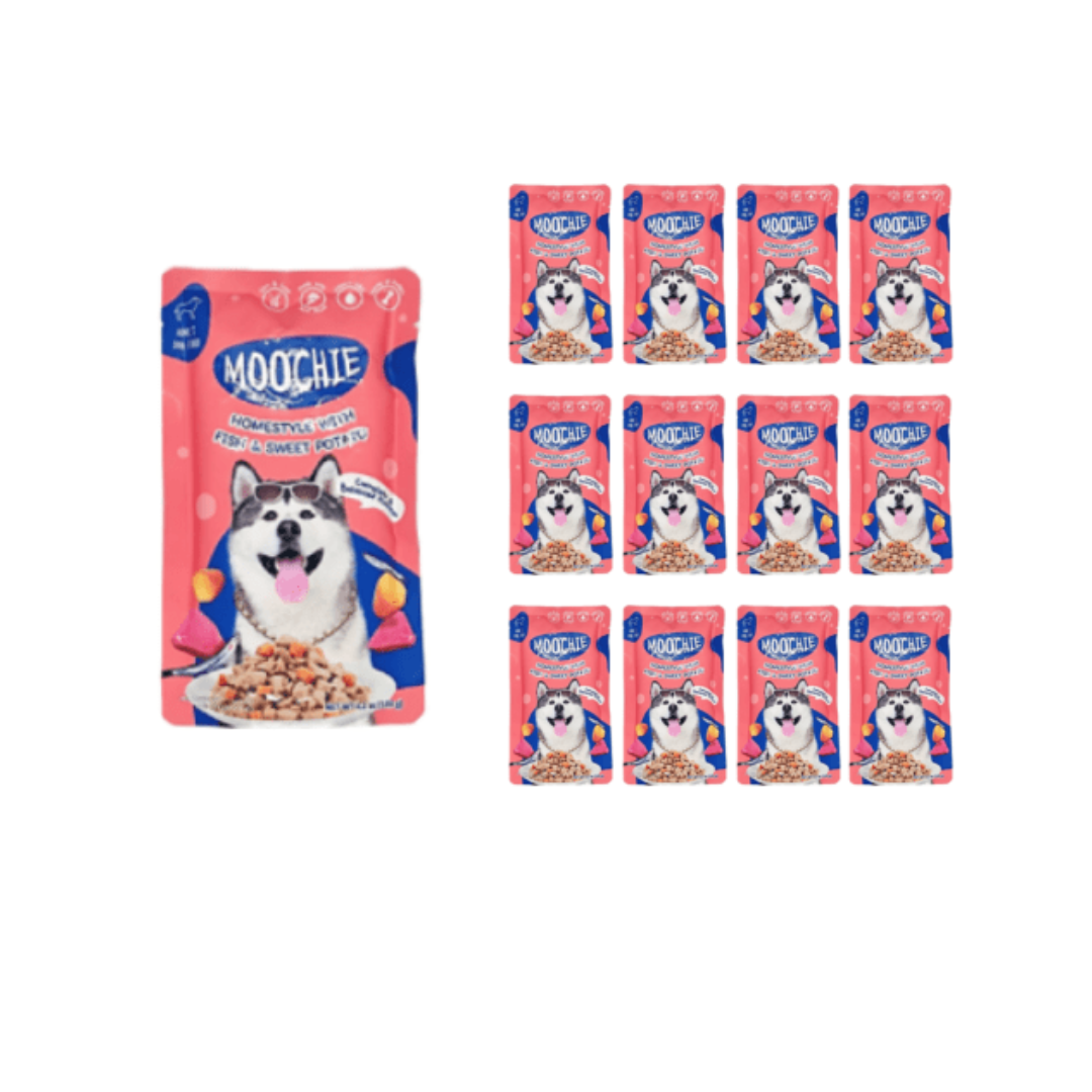 MOOCHIE HOMESTYLE WITH FISH & SWEET POTATO 120gX12 POUCHS