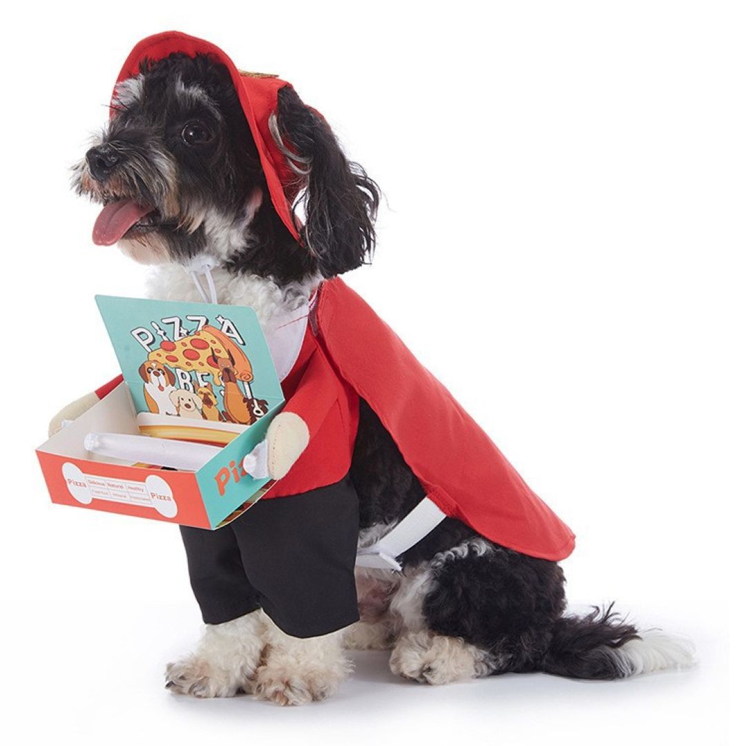 Pizza Deliveryman Costume Dog Clothes Red