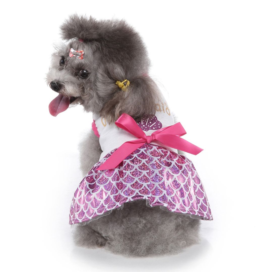 Pink Mermaid Dress Pet Clothes Pink