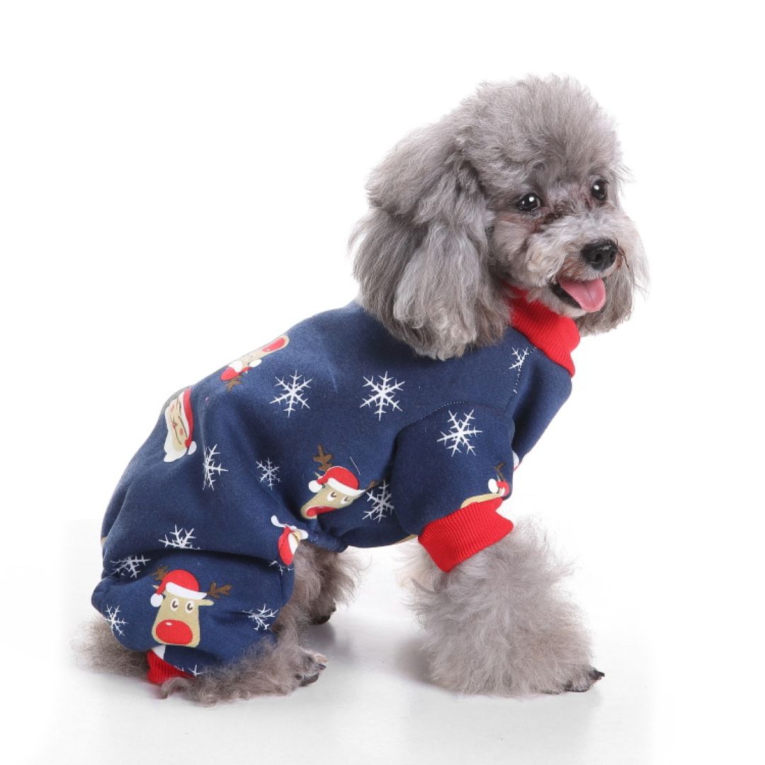 Santa Snowflake Four-Legged Shirt Pet Clothes Blue