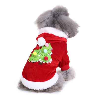 Embroidered Christmas Tree Pet Clothes – Red Holiday Outfit for Small &amp; Medium Pets, Size M