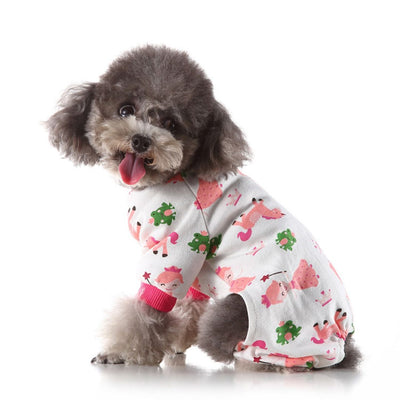 Rose Pink Four Legs Pajamas Pet Clothes White-Rose Pink