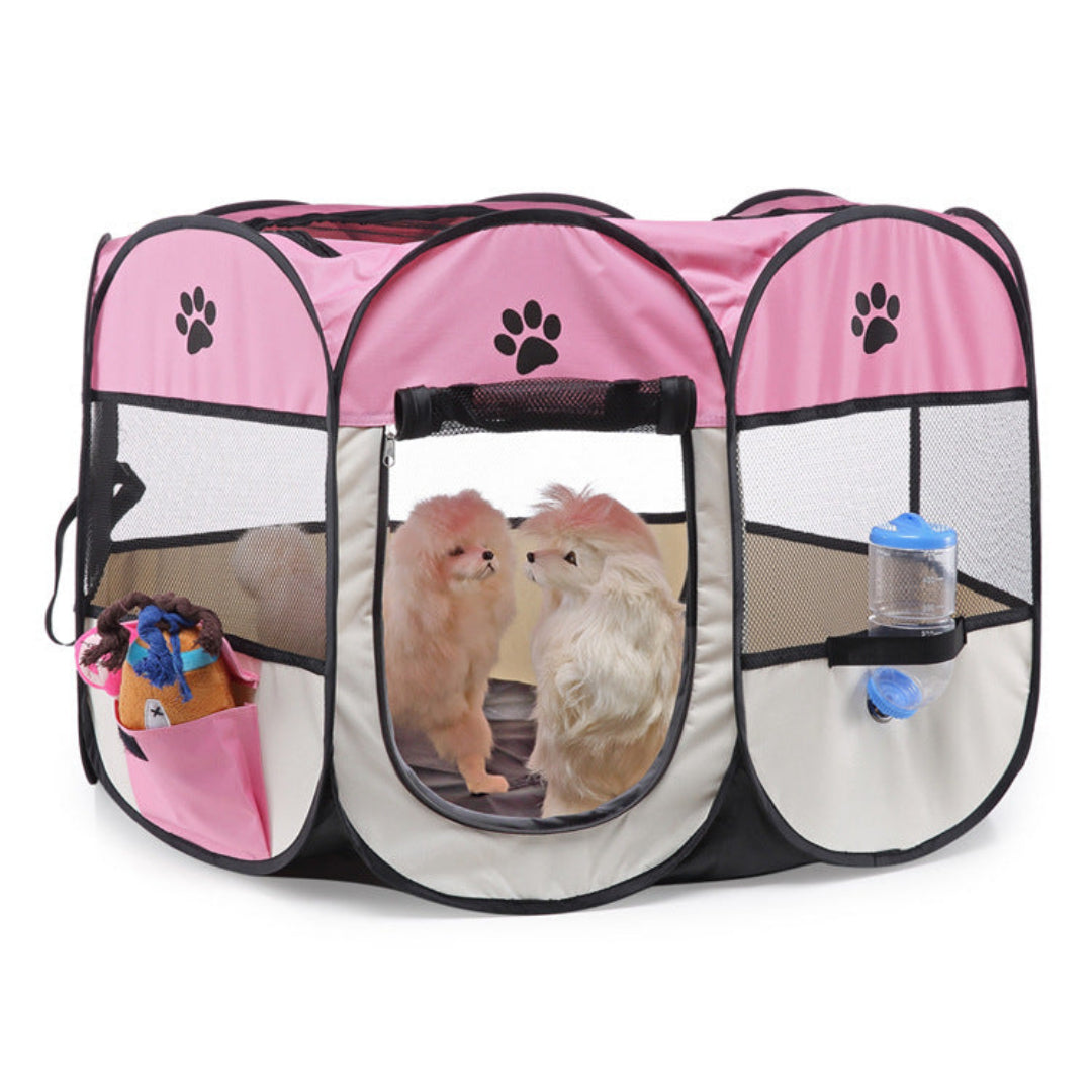 Portable Foldable Playpen For Dogs Cats (Medium,Pink) M 90×90×60cm