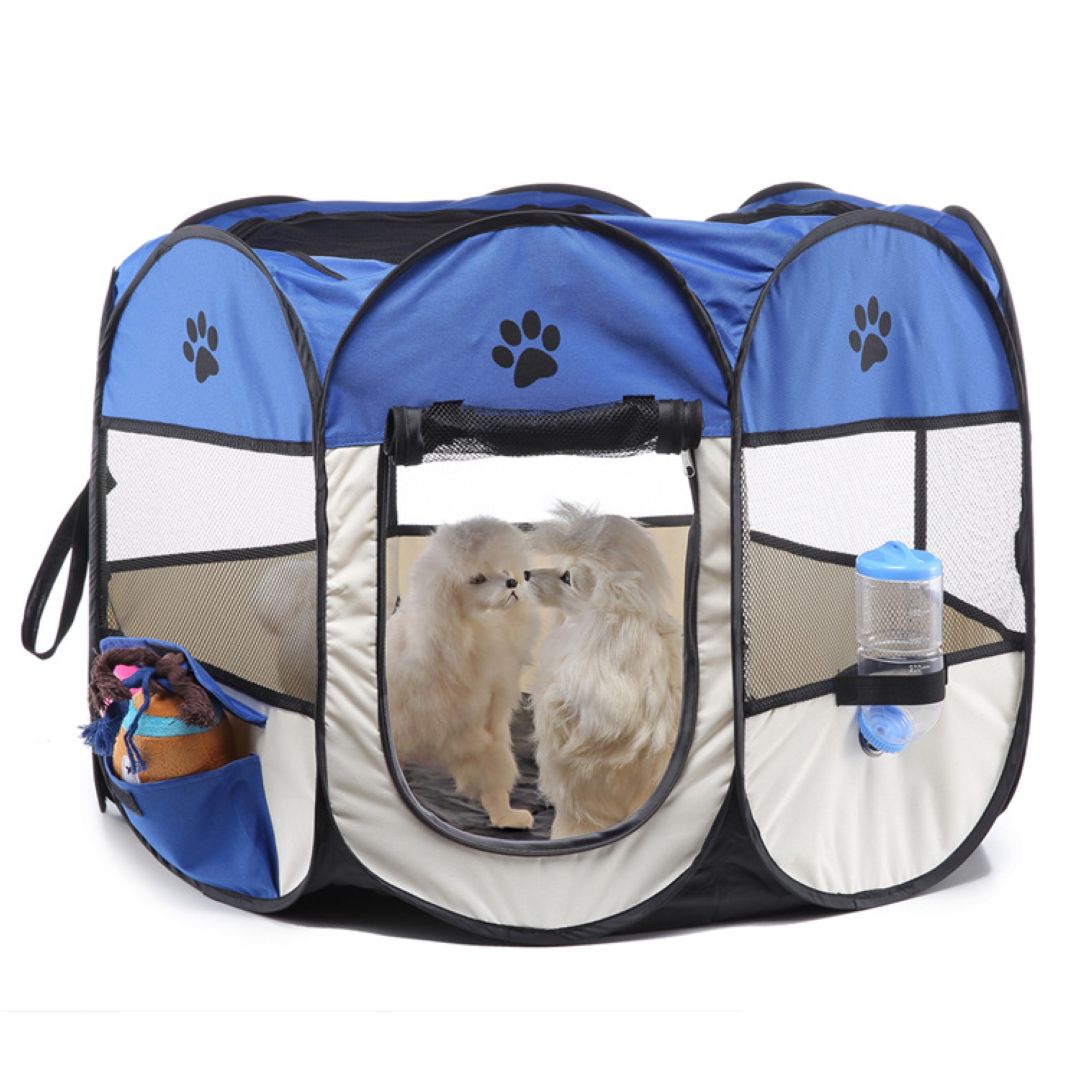 Portable Foldable Playpen For Dogs Cats (Small,Blue) S 72×72×45cm