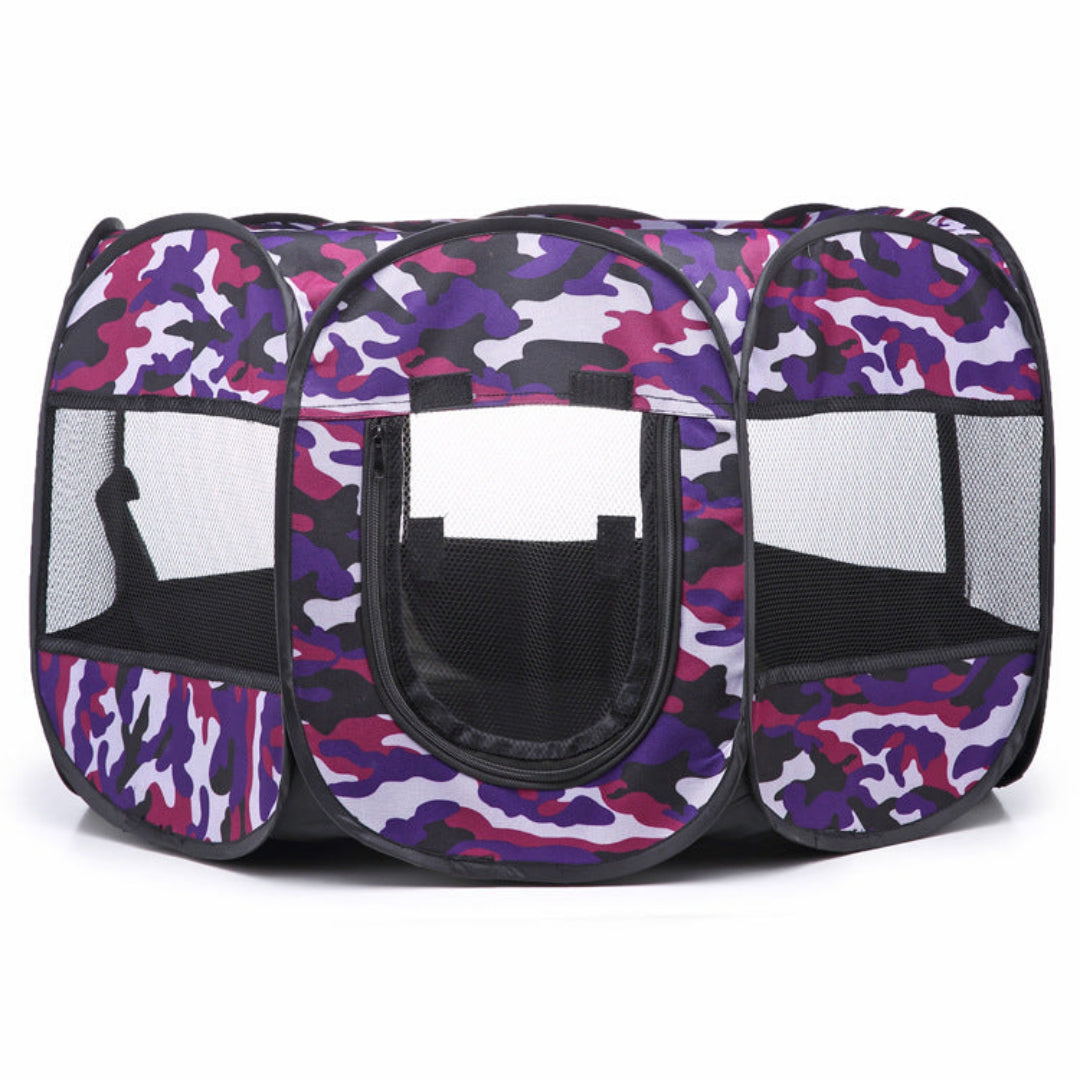 Portable Foldable Playpen For Dogs Cats (Small, Purple Camouflage) S 72×72×45cm