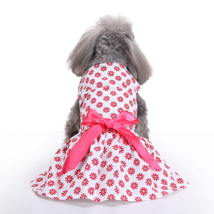 Pink Flower Pet Clothes White