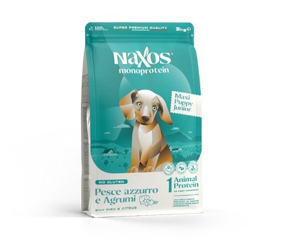 Naxos Puppy Junior Maxi Blue Fish and Citrus Monoprotein Dog Food (No Gluten)