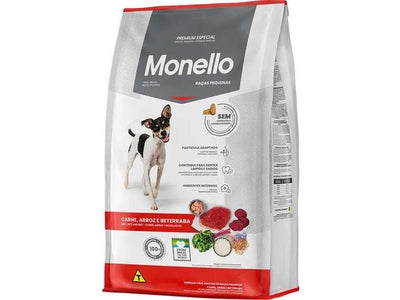 Monello Dog Small Breed Adult Beef, Rice & Beetroot is a healthy food for small dogs, made without artificial colors or flavors. It supports dental health and promotes a shiny coat with flaxseed and olive oil