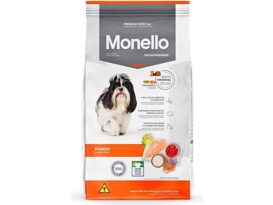 Monello Small Breed Adult Dog Chicken food, rich in antioxidants and prebiotics for a shiny coat and better digestion, with tasty filled pockets for enjoyable meals