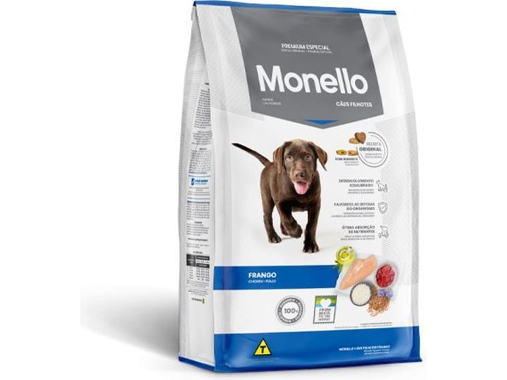 Monello Special Premium Small Breed Puppy Food: nutritious kibble with chicken, beef, and eggs, plus salmon oil for brain support. Helps with growth, muscle maintenance, and reduces stool odor