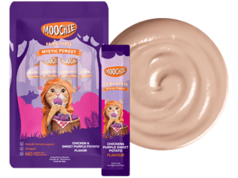 Moochie Chicken & Purple Sweet Potato Flavor Mousse in a 5x15g pouch sachet