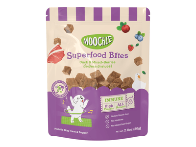 Moochie Premium Dog Treats (80g) - Real meat, nutrient-rich, and free from starch, gluten, salt, sugar, and preservatives. Great for rewarding or enhancing meals