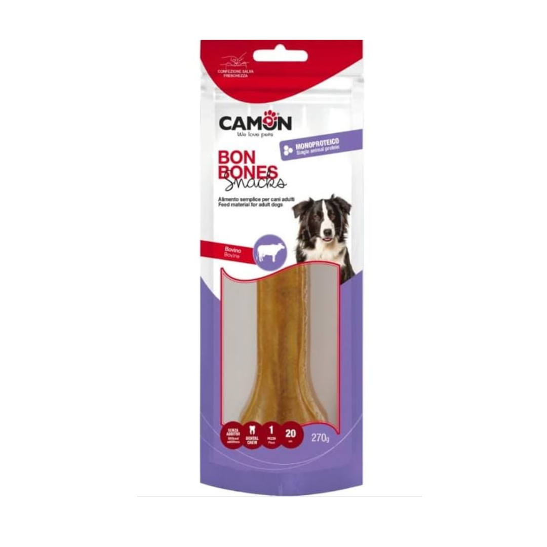 Package of Camon Bon Bones snacks for dogs on a white background