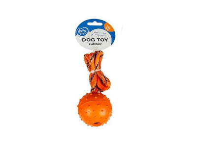 Duvo+ Rubber Dental Ball with Rope (33cm, Mixed Colors) Orange