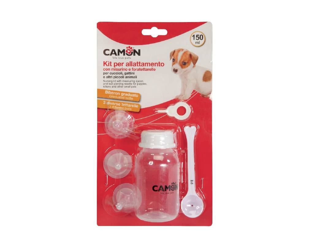 Nursing Bottle Set (150ml) with 3 Teats of Different Sizes + 1 Measuring Spoon (10ml)