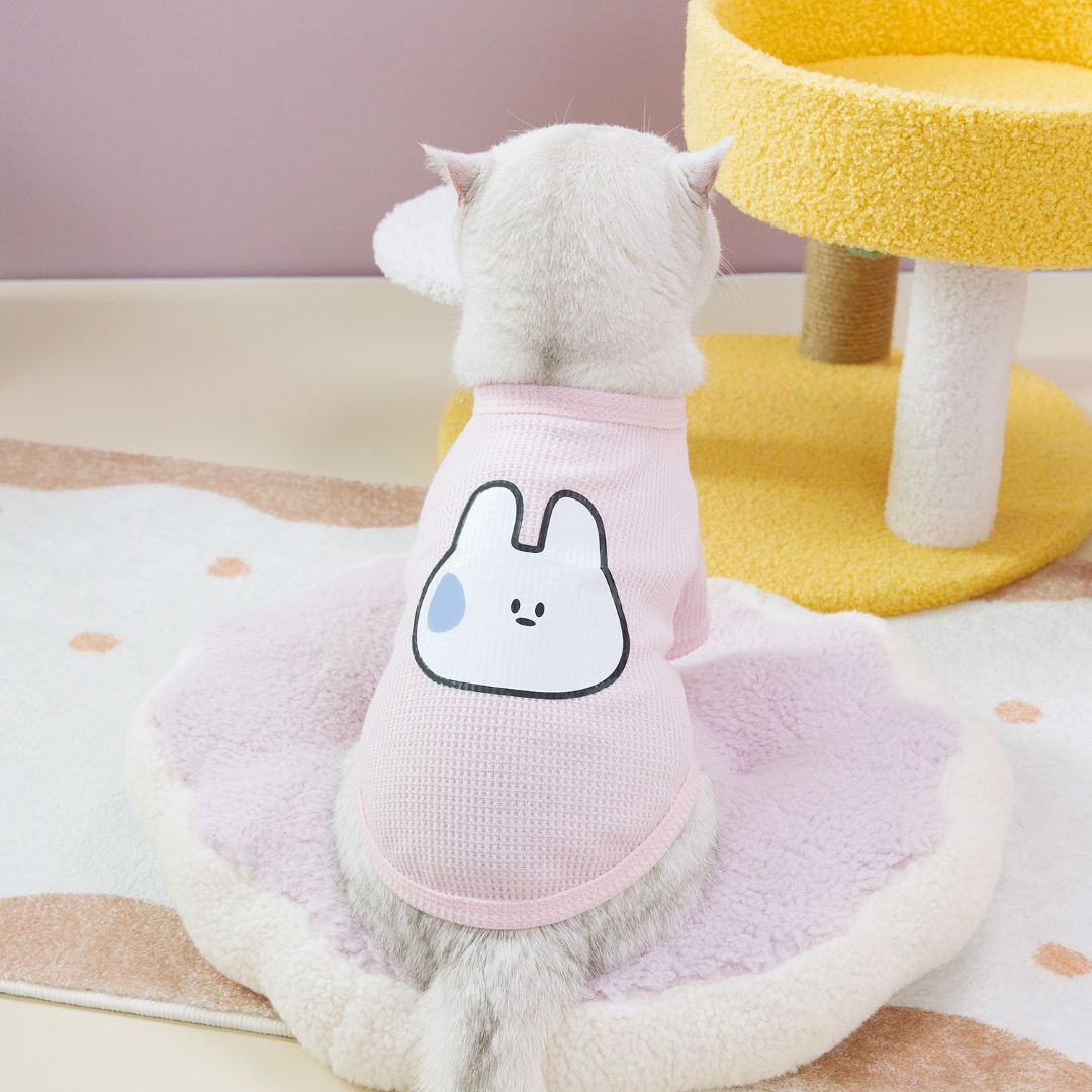 Pink Rabbit Design Cat Shirt Pink