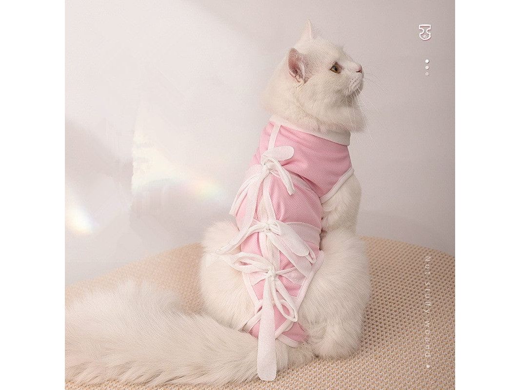 Strap Cat Surgical Gown Pink White