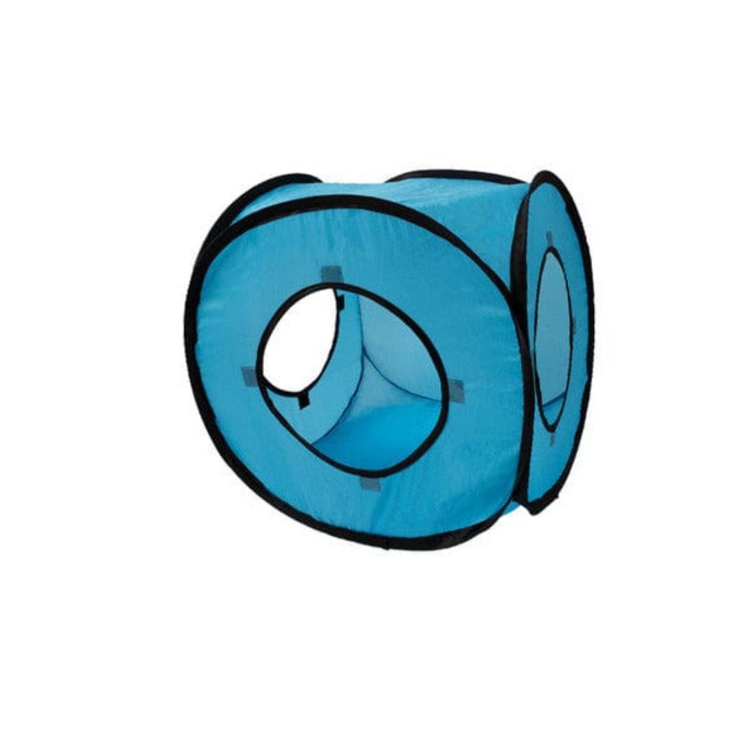 Blue pet play tunnel on a white background