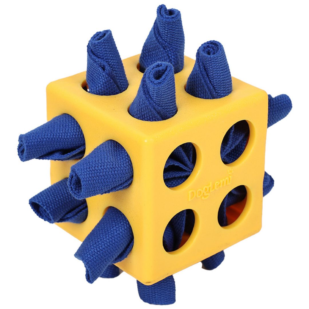 Bite Resistant Rubik`S Cube Box Puzzle Dog Toys Yellow