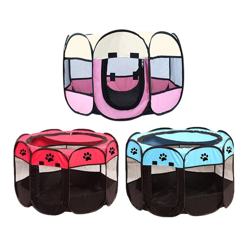 Pet Octagonal Folding Fence Pink, red