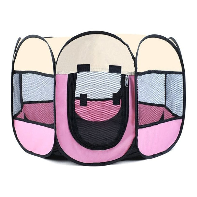 Pet Octagonal Folding Fence Pink