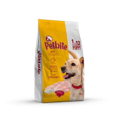PETBITE PUPPY FOOD WITH CHICKEN 15 KG