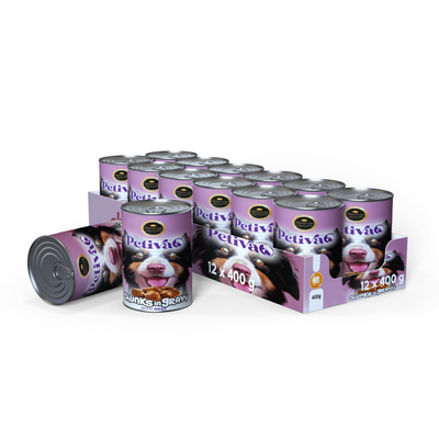 PETIVA ADULT DOG BEEF CHUNK IN GRAVY 12x400 GR