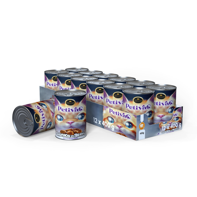 PETIVA KITTEN CHICKEN CHUNK IN GRAVY 12x400 GR