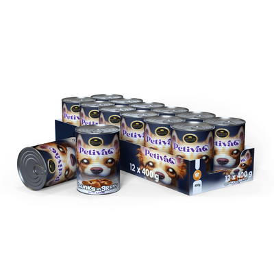 PETIVA PUPPY LAMB CHUNK IN GRAVY 12x400GR