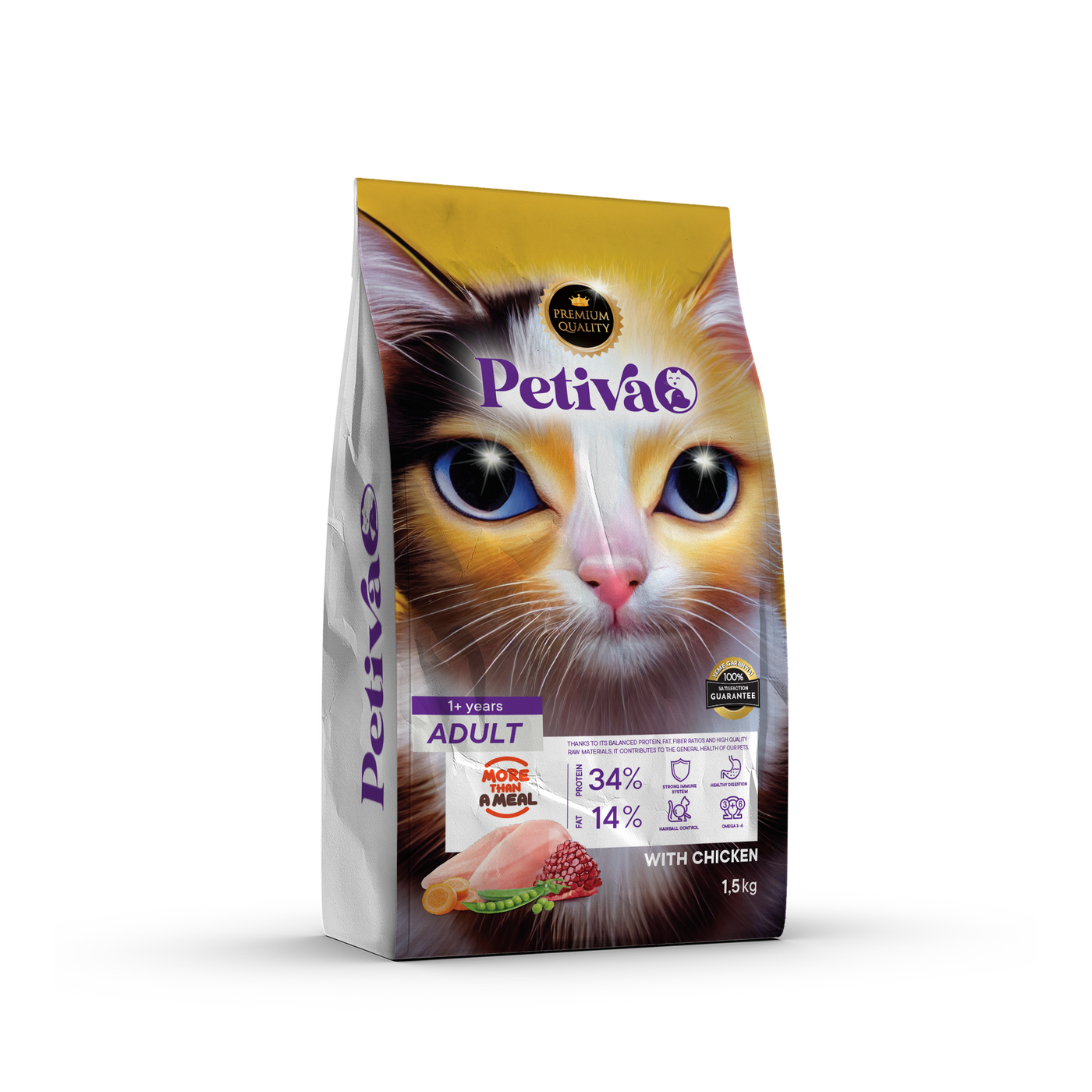 PETIVA ADULT CAT FOOD WITH CHICKEN 1.5 KG
