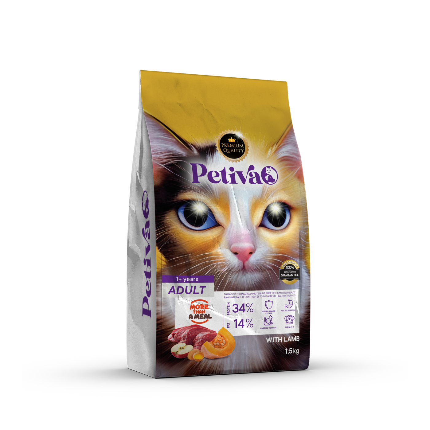 PETIVA ADULT CAT FOOD WITH LAMB 1.5 KG