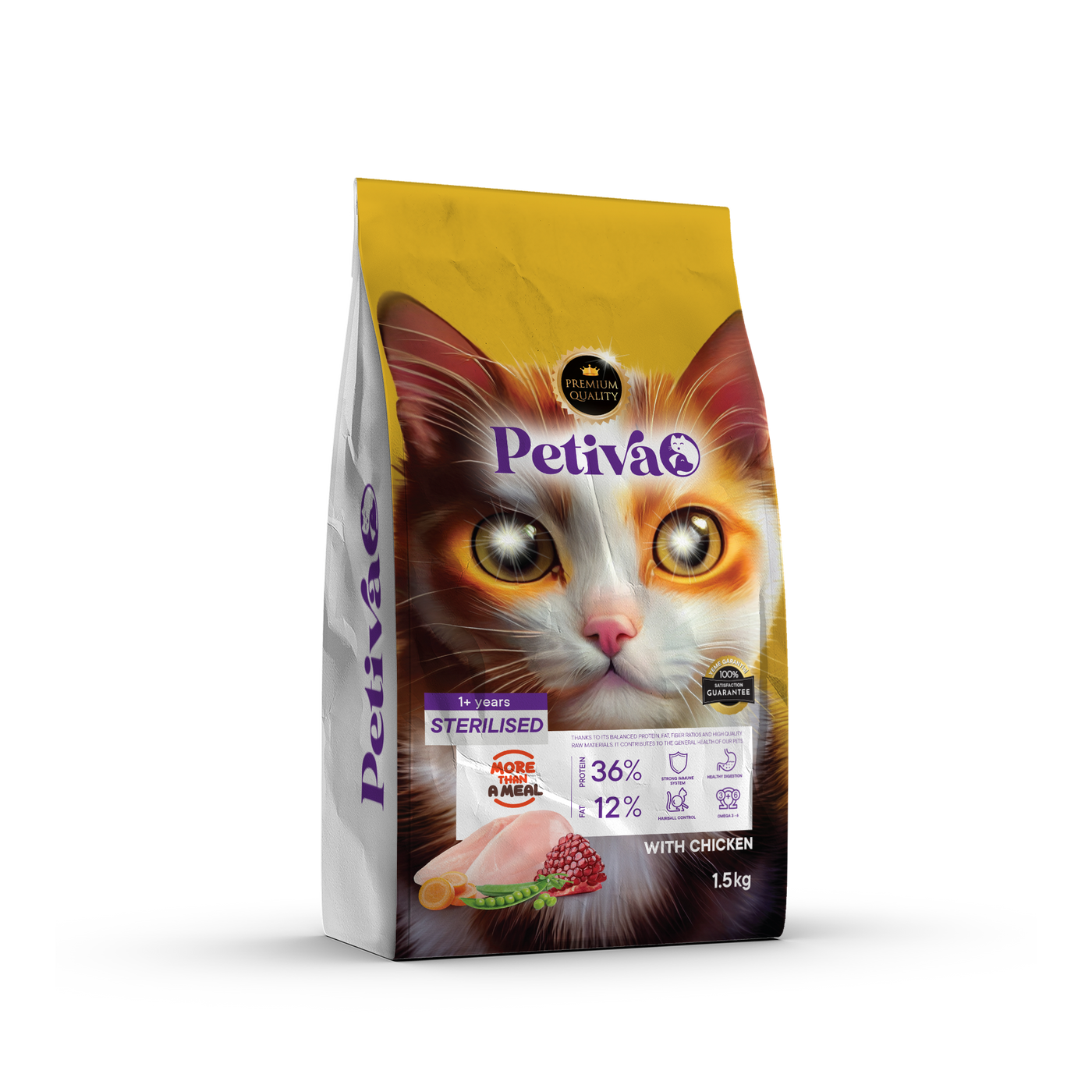 PETIVA STERILISED CAT FOOD WITH CHICKEN 1.5 KG