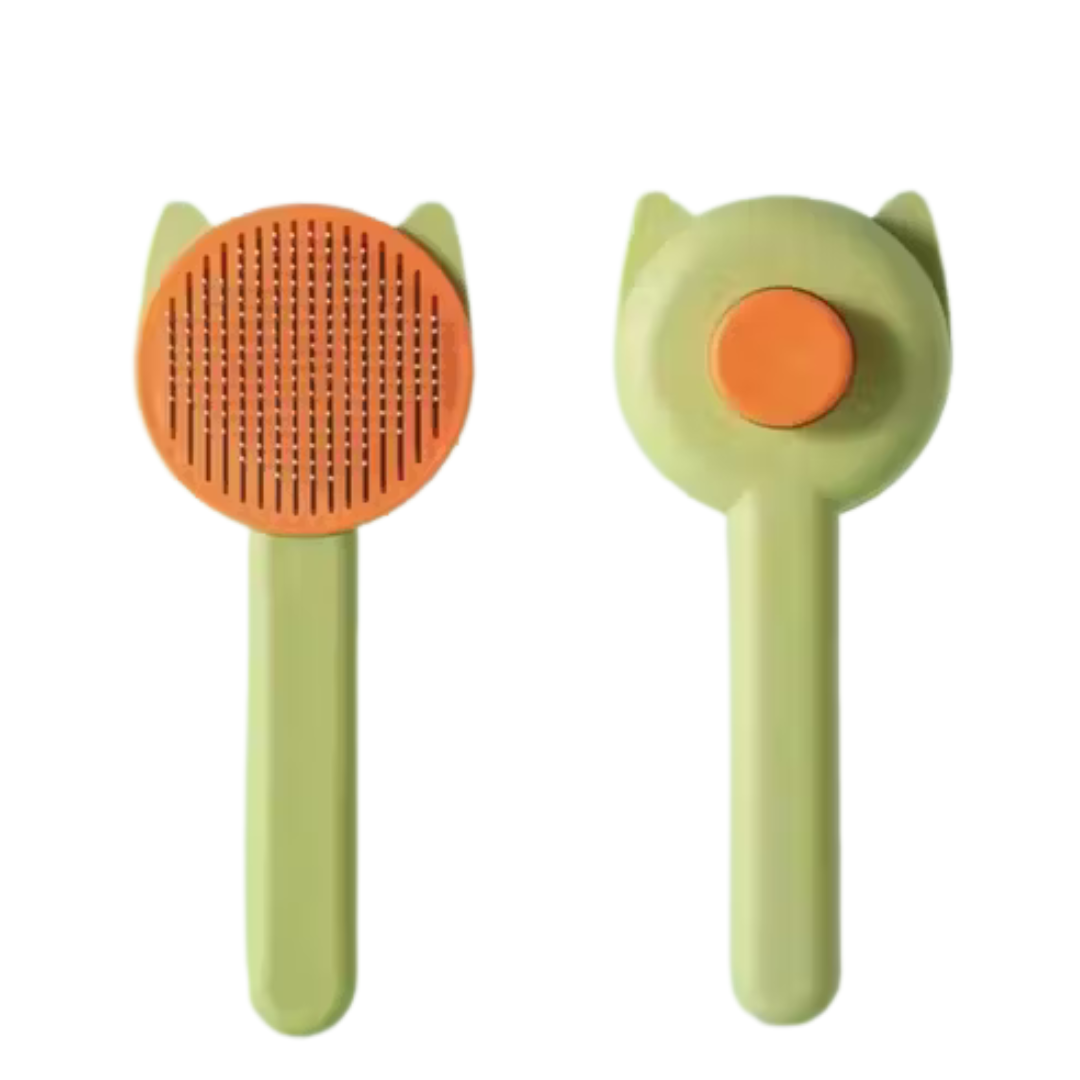Cat Head Cartoon Self-Cleaning Comb Green Orange
