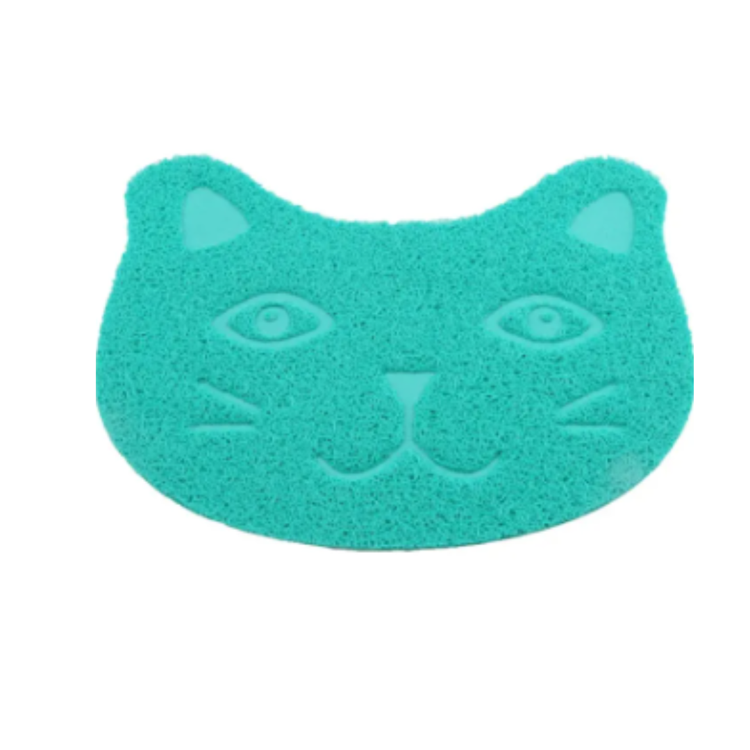 Cat Paw Print Pvc Litter Mat Blue/Green