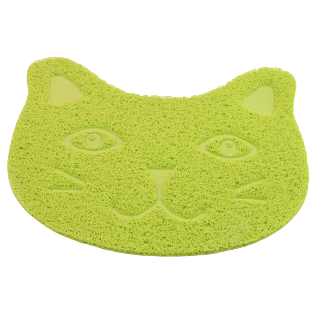 Cat Face Grass Pvc Cat Litter Mat Green